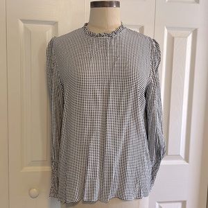 Zara, Long Sleeve Houndstooth Blouse